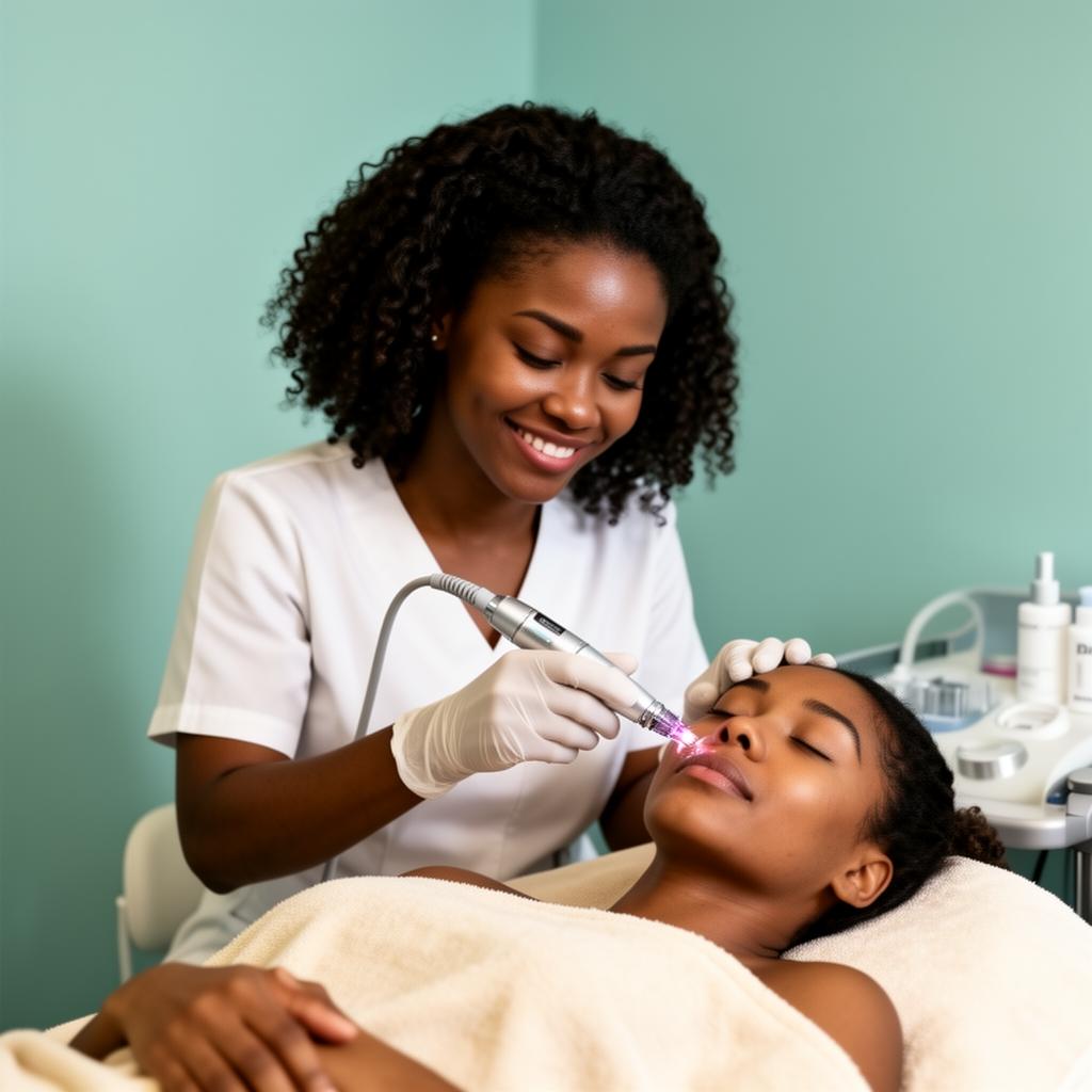 MSI graduate performing a microneedling treatment at a Coral Gables med-spa.