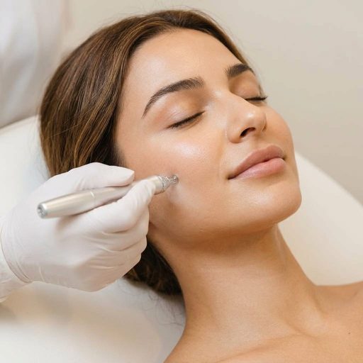Woman receiving a microneedling treatment